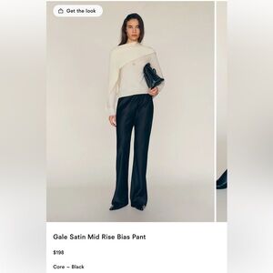 Reformation Gale Satin Mid Rise Bias Pant - Black